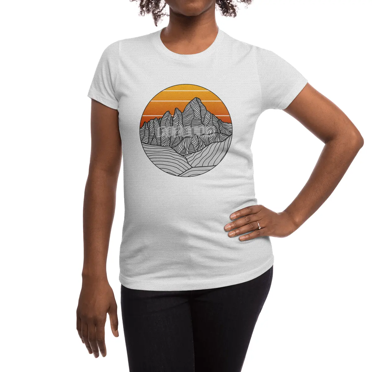 Mountain Sunset/Sky Spor T-Shirt