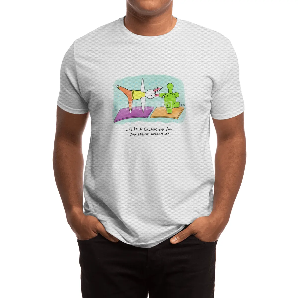 Bunny Daze Yoga - Life is a balancing act...challenge accepted Spor T-Shirt