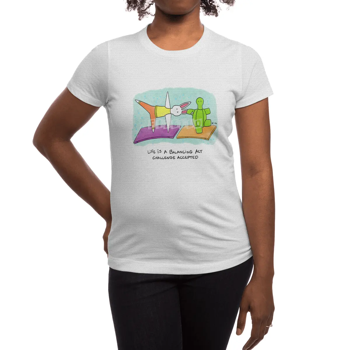 Bunny Daze Yoga - Life is a balancing act...challenge accepted Spor T-Shirt