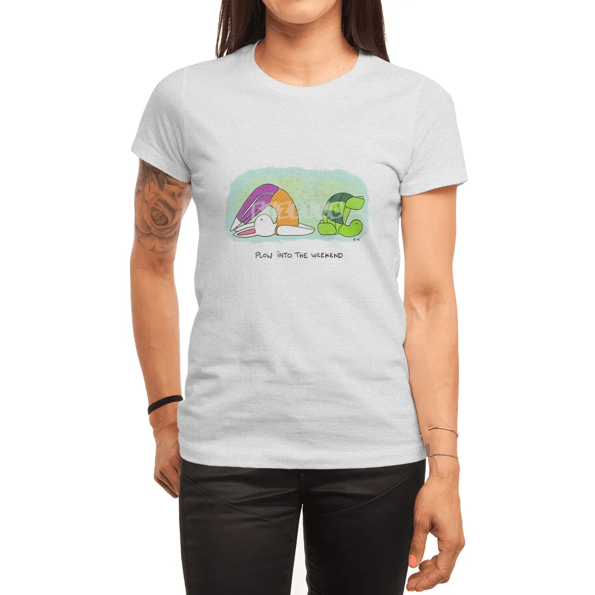 Bunny Daze Yoga - Plow into the Weekend Spor T-Shirt