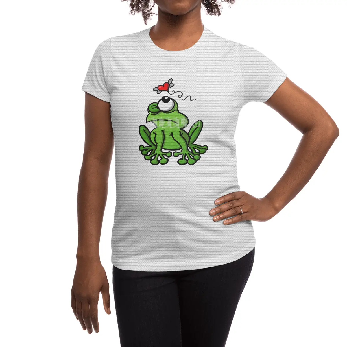 Green frog chasing the mosquito of love Spor T-Shirt