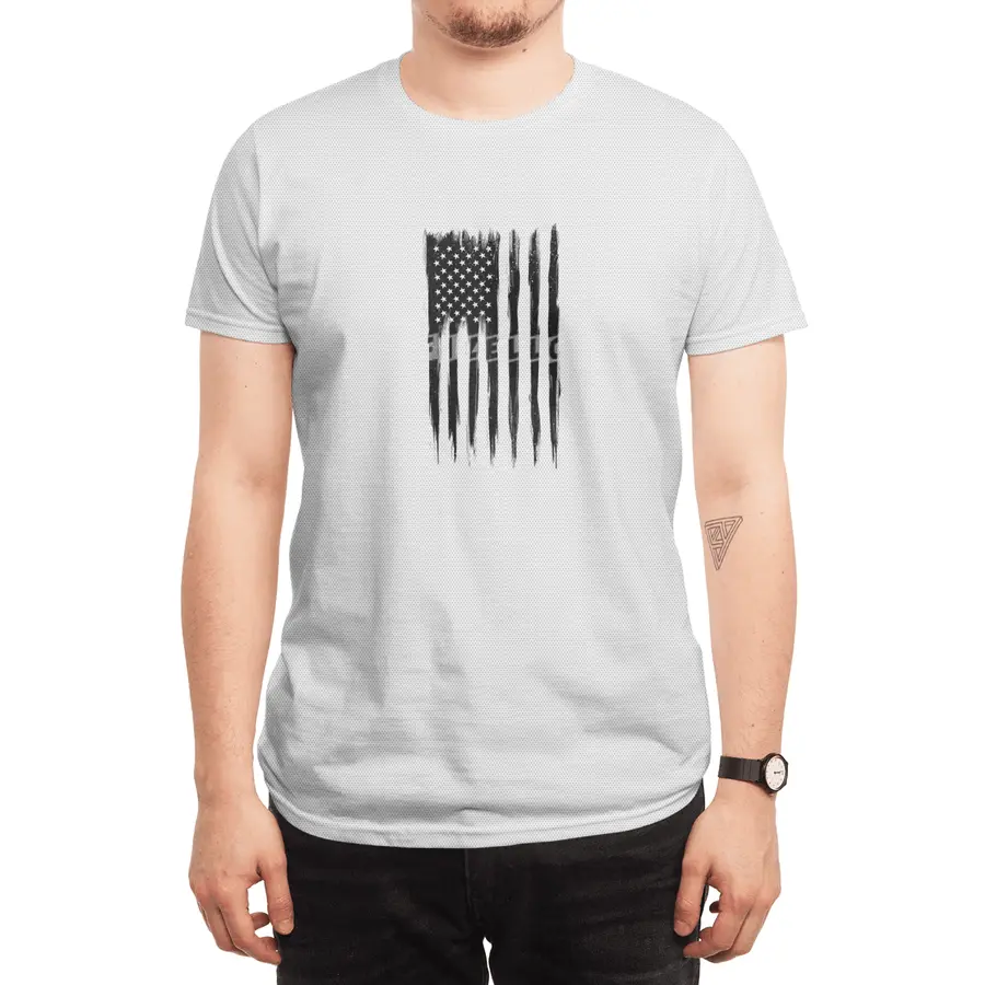Black American Flag Spor T-Shirt