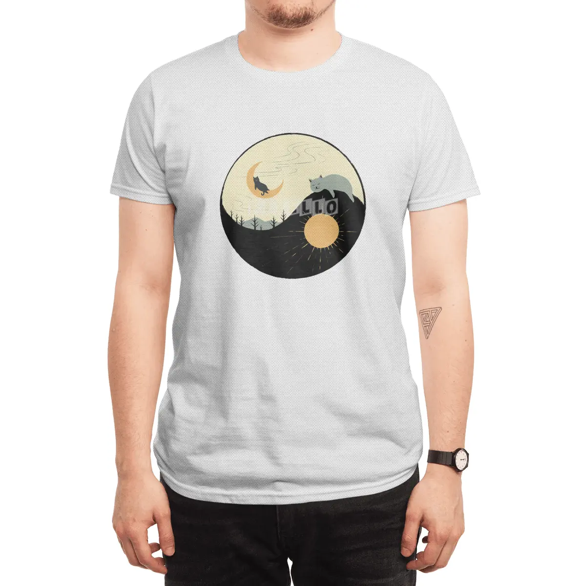 Kitty 5 day night moon & sun Spor T-Shirt