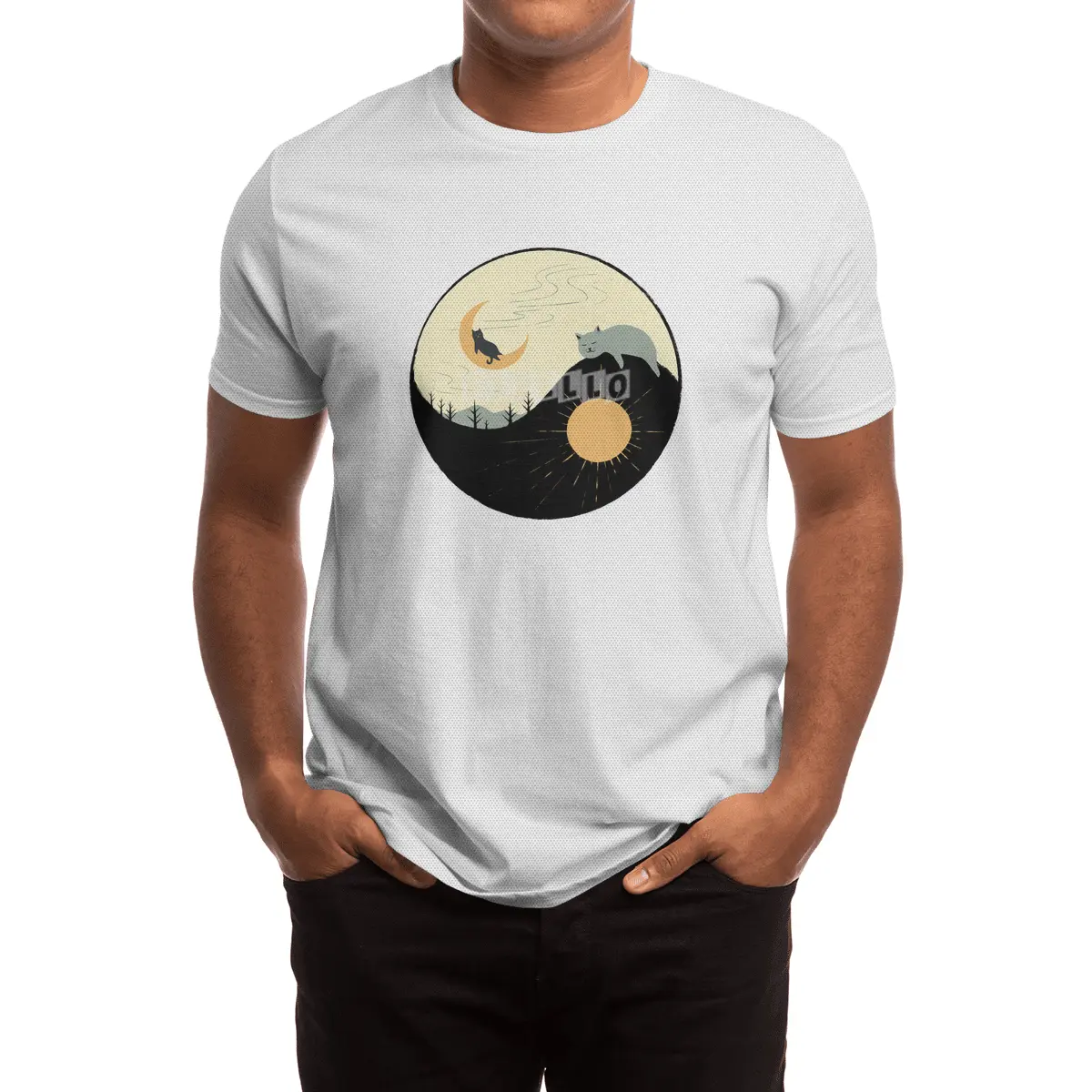 Kitty 5 day night moon & sun Spor T-Shirt