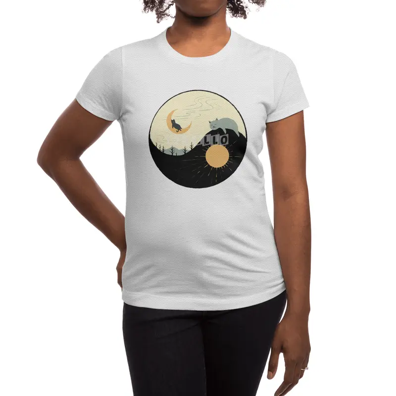 Kitty 5 day night moon & sun Spor T-Shirt
