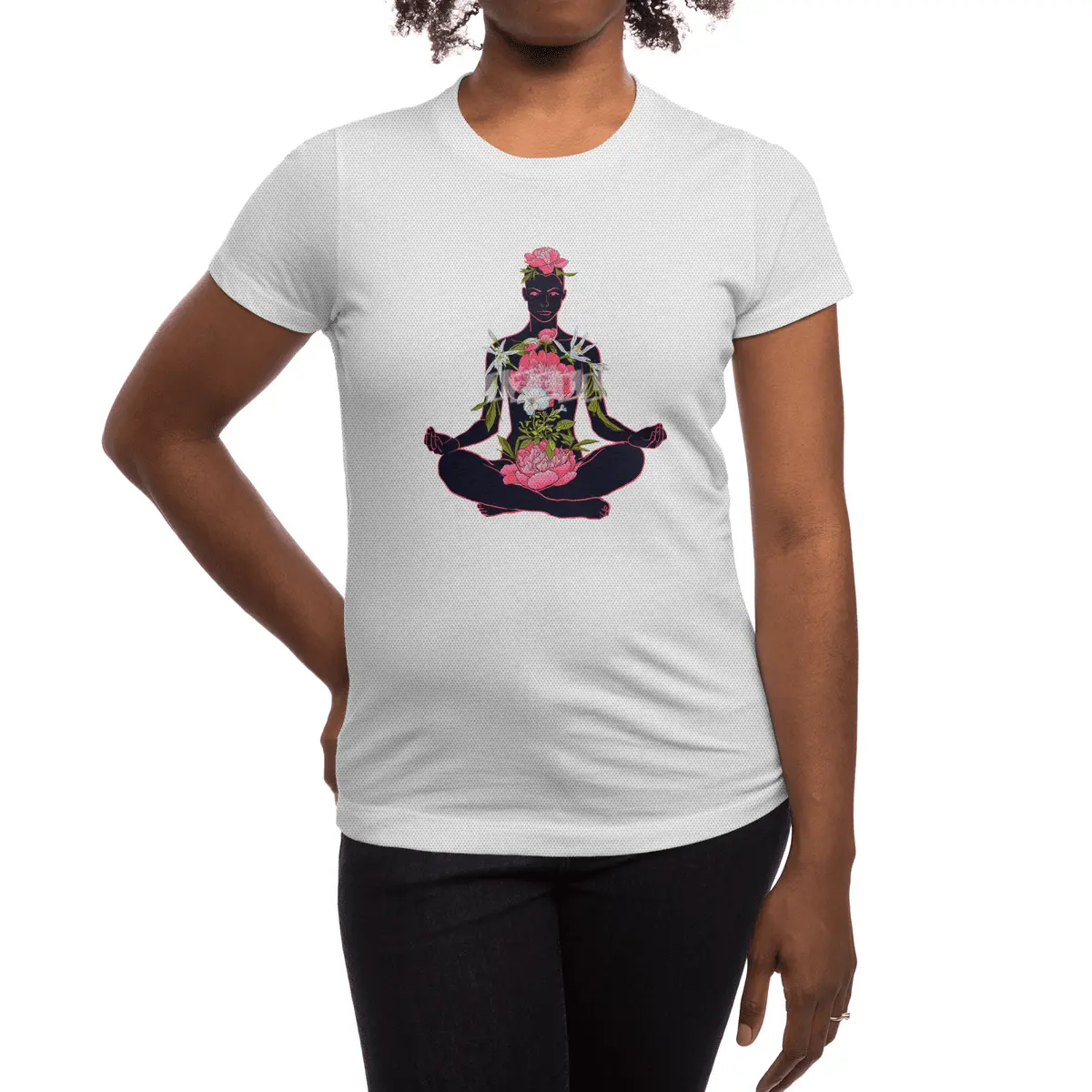 beautiful woman doing yoga meditation Spor T-Shirt