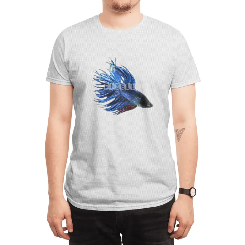 Royal Blue and Red Betta Fish Crowntail Male Swimming Beautiful Colors Spor T-Shirt