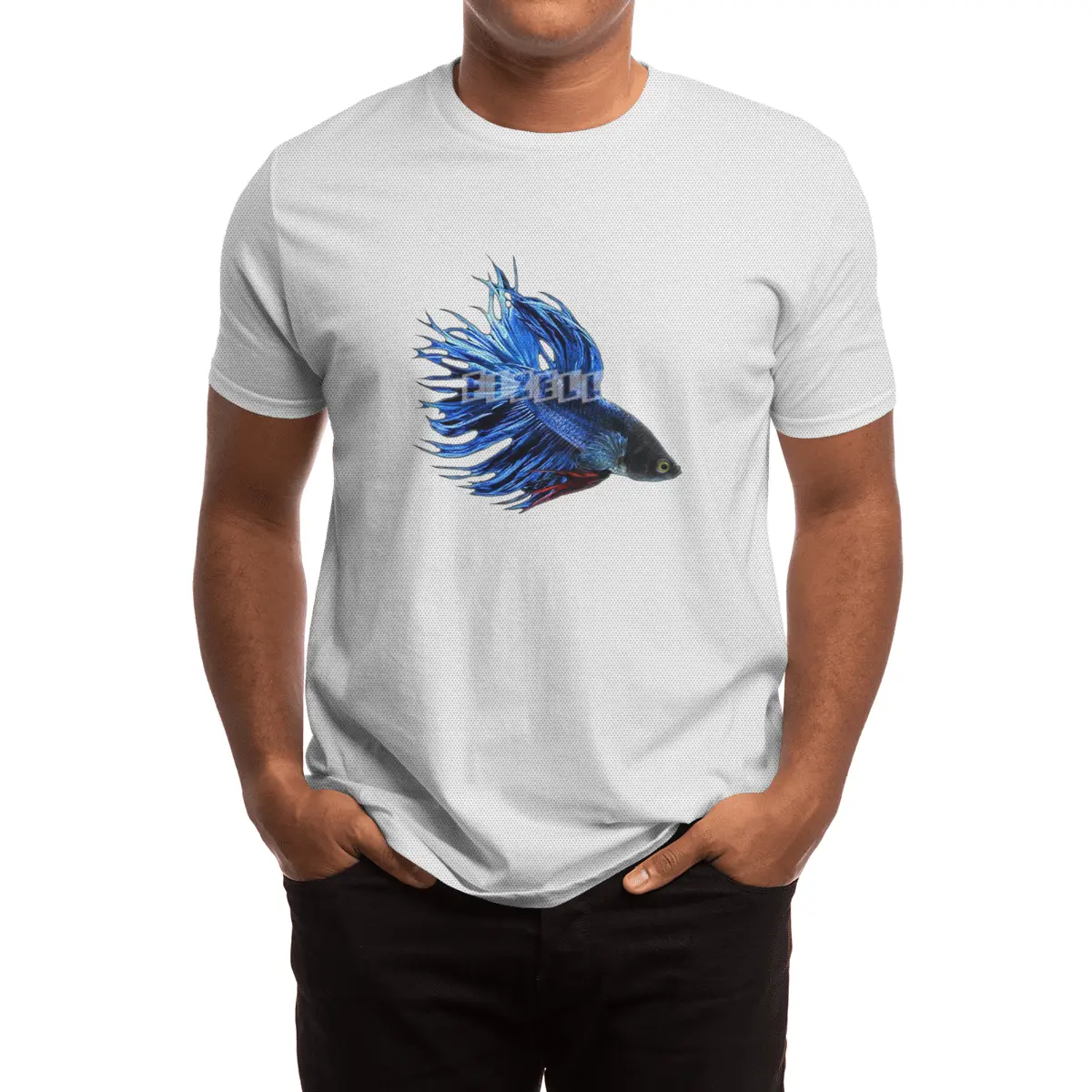 Royal Blue and Red Betta Fish Crowntail Male Swimming Beautiful Colors Spor T-Shirt