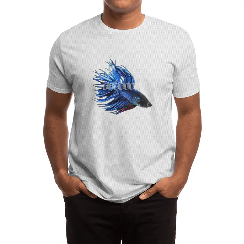 Royal Blue and Red Betta Fish Crowntail Male Swimming Beautiful Colors Spor T-Shirt