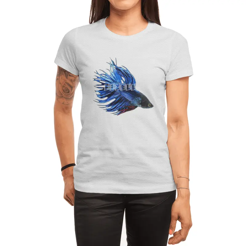 Royal Blue and Red Betta Fish Crowntail Male Swimming Beautiful Colors Spor T-Shirt