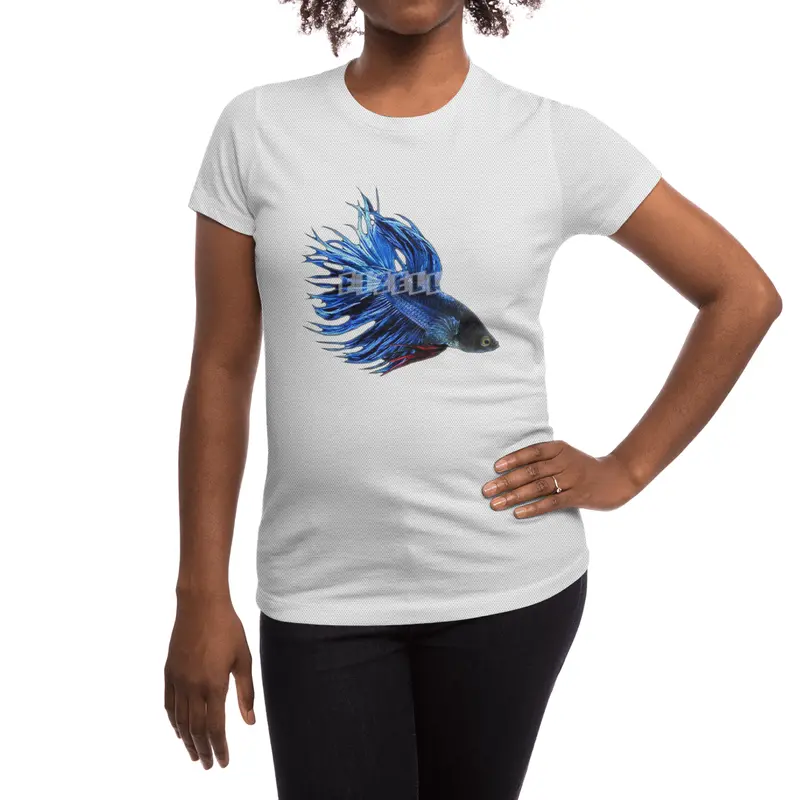 Royal Blue and Red Betta Fish Crowntail Male Swimming Beautiful Colors Spor T-Shirt