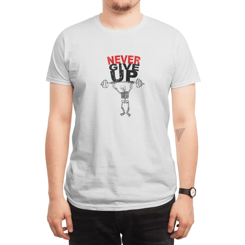 Never give up - skeleton Spor T-Shirt