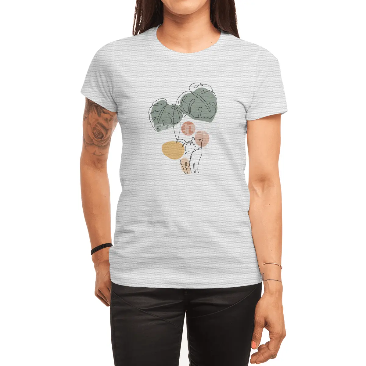 Cat and Plant 36 Spor T-Shirt