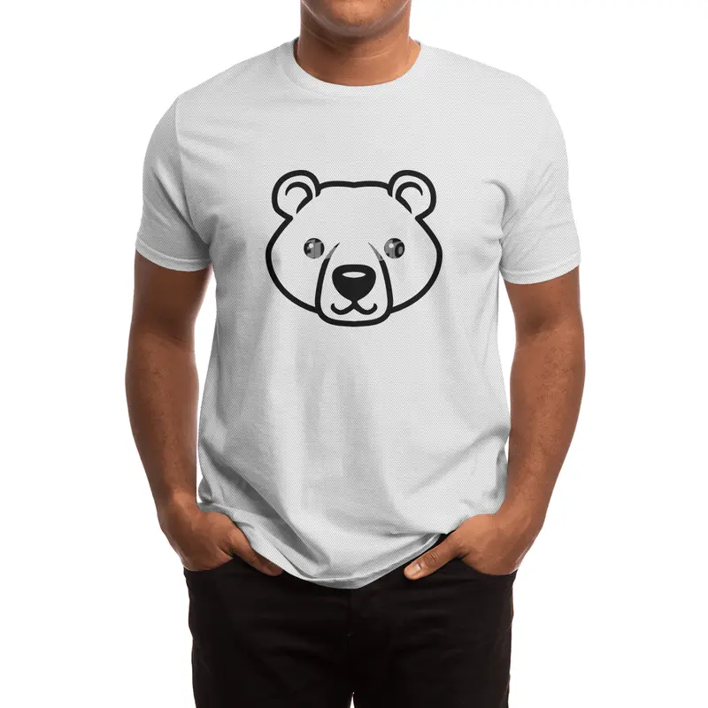 Bear Black and White Minimalist Pictogram Spor T-Shirt