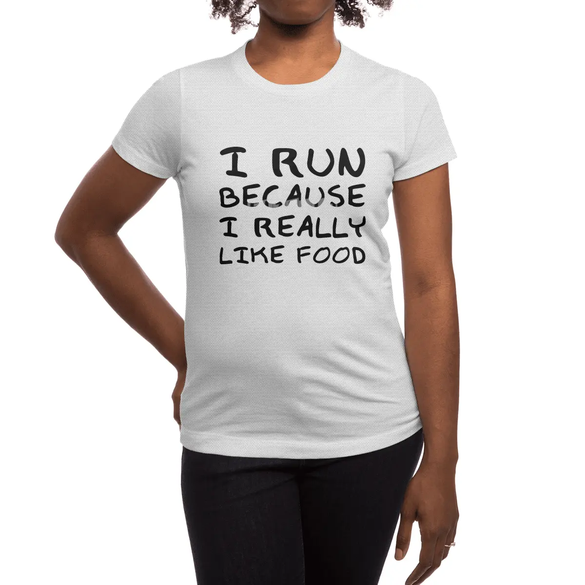 "I Run Because I Really Like Food" Funny Quote Spor T-Shirt