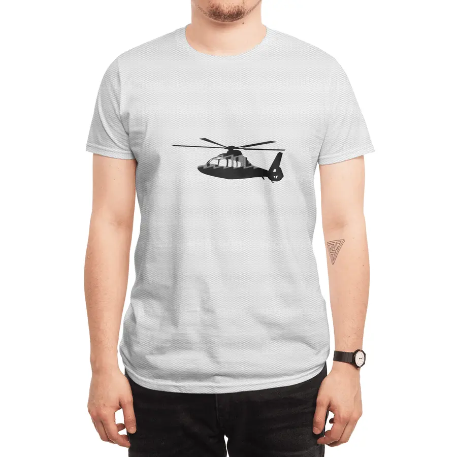 Black Helicopter Flying Silhouette Spor T-Shirt