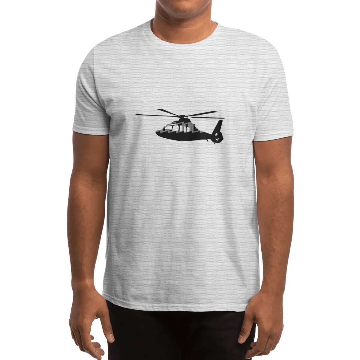 Black Helicopter Flying Silhouette Spor T-Shirt