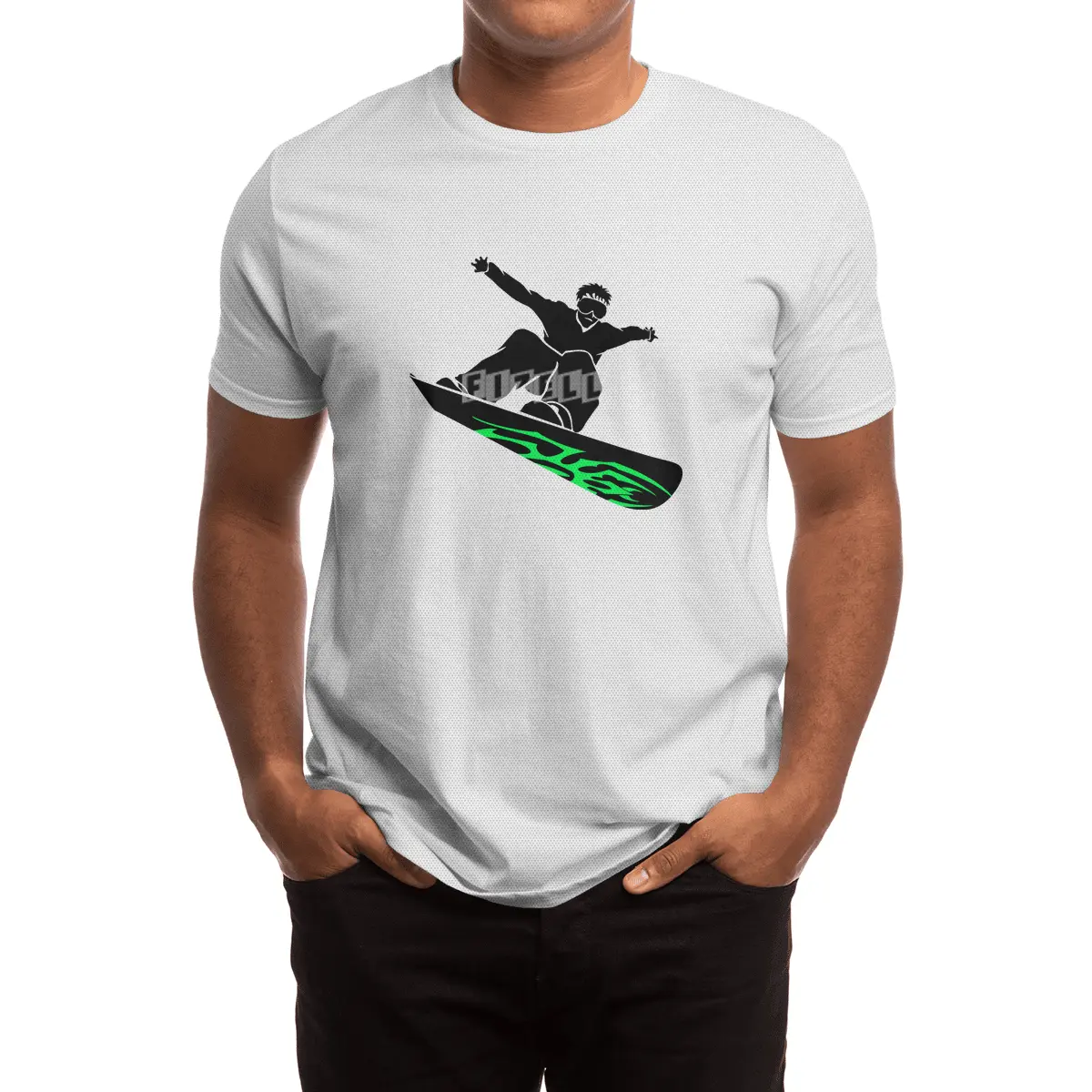 Cool Snowboarder Silhouette Spor T-Shirt