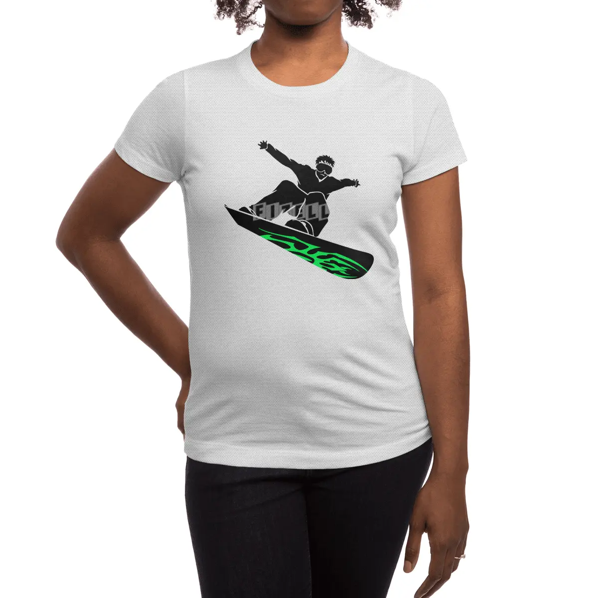 Cool Snowboarder Silhouette Spor T-Shirt