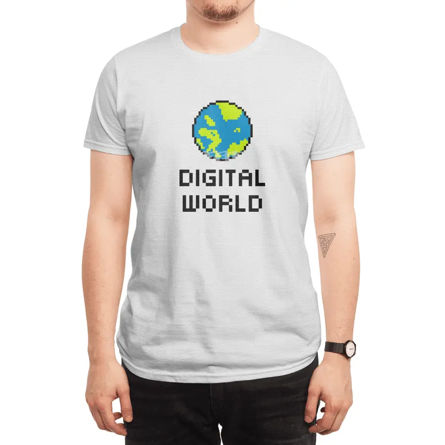 Digital World (8Bit Pixel Earth Logo) Art Spor T-Shirt