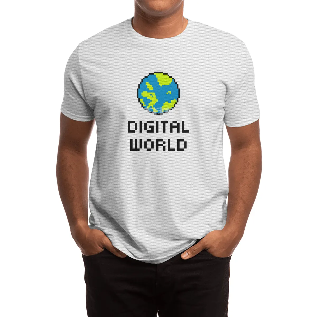 Digital World (8Bit Pixel Earth Logo) Art Spor T-Shirt