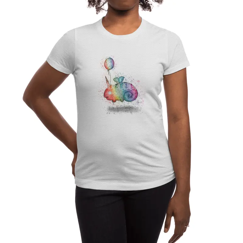 Rainbow Chameleon Narwhal Bat Spor T-Shirt
