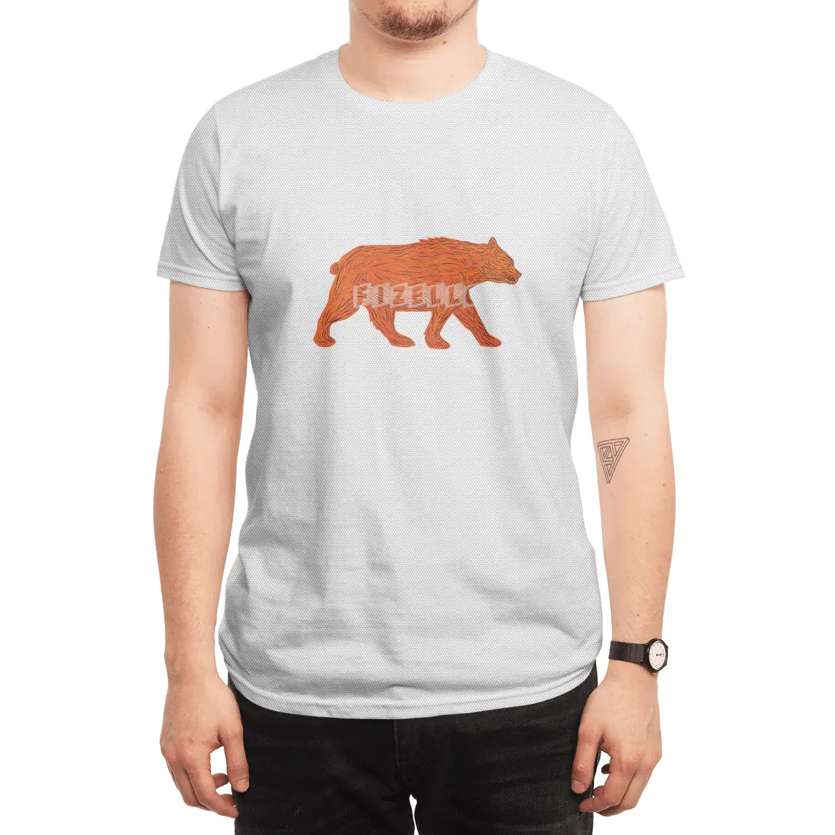 American Black Bear Walking Side Retro Spor T-Shirt