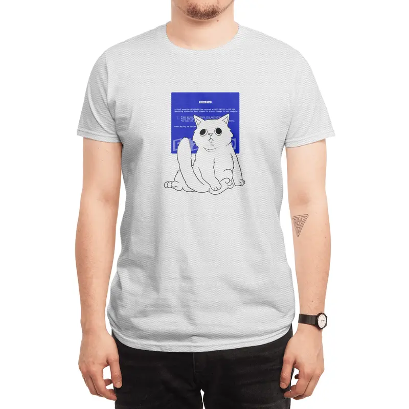 Blue Screen Cat Spor T-Shirt