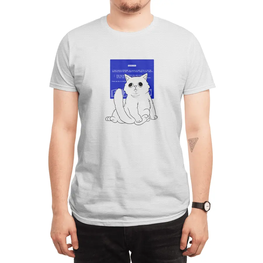 Blue Screen Cat Spor T-Shirt