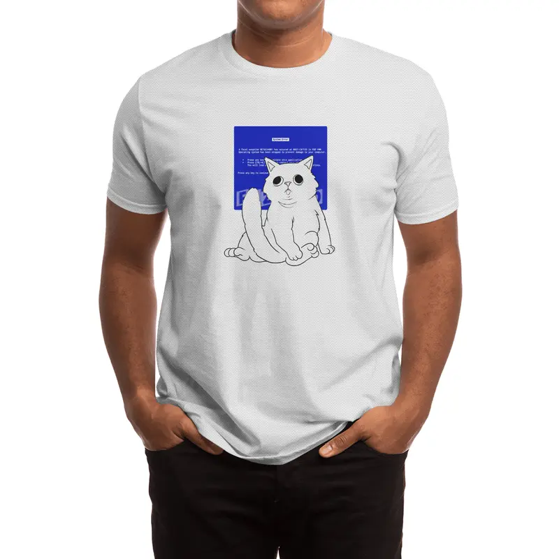 Blue Screen Cat Spor T-Shirt