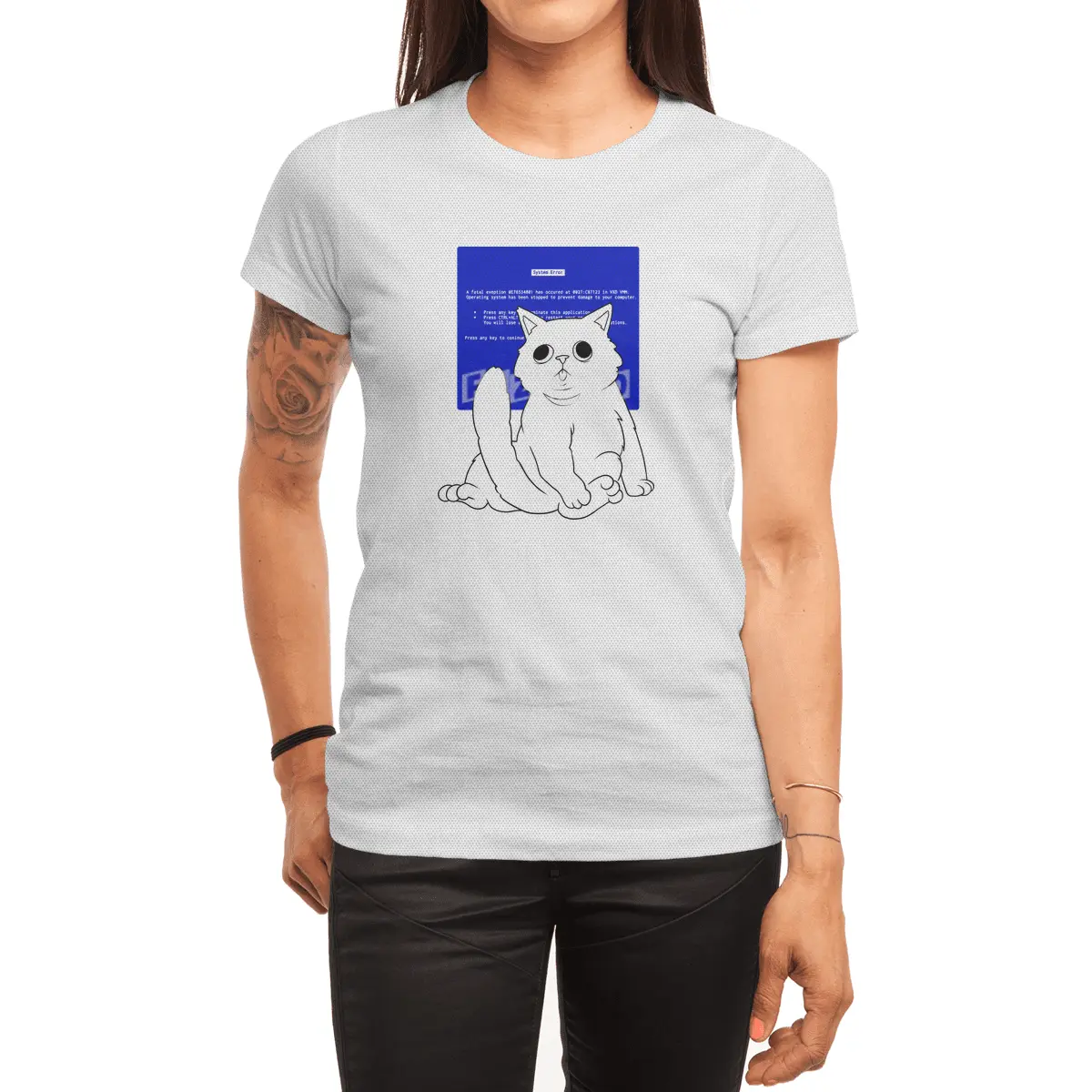Blue Screen Cat Spor T-Shirt