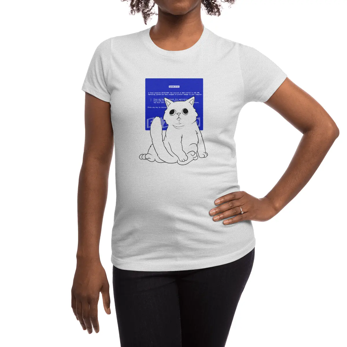 Blue Screen Cat Spor T-Shirt
