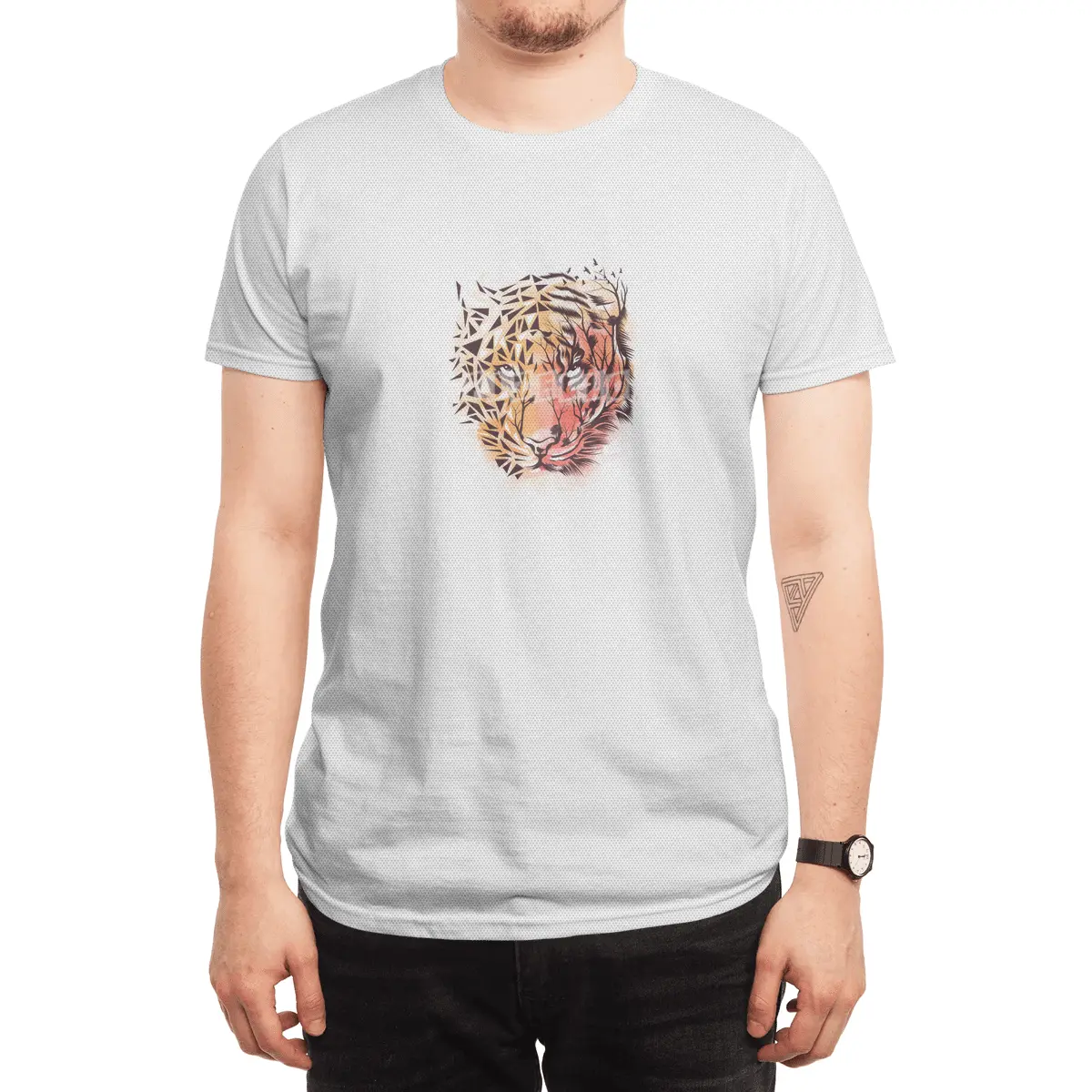 Geometrical Tiger Spor T-Shirt