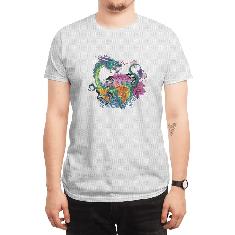Water Dragon and Koi Spor T-Shirt