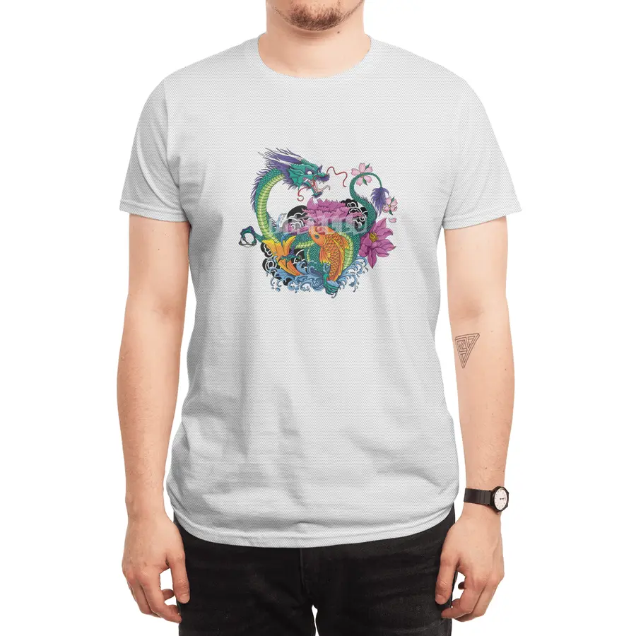 Water Dragon and Koi Spor T-Shirt