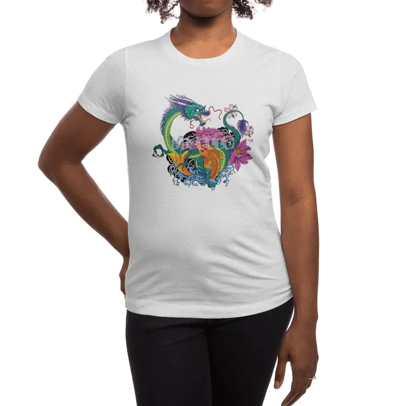 Water Dragon and Koi Spor T-Shirt
