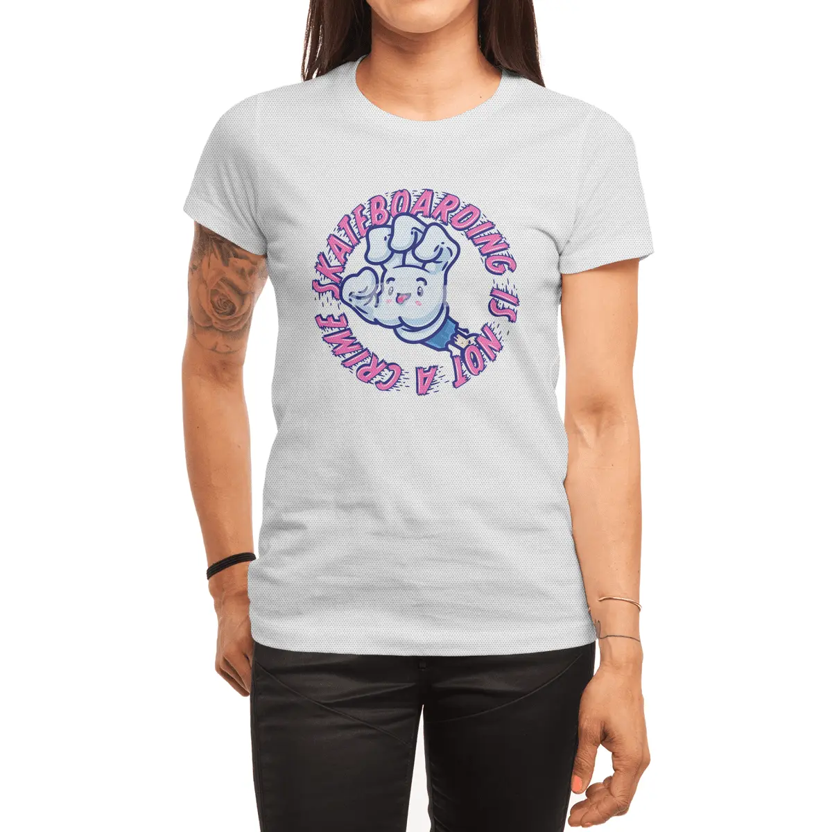 Skateboarding Is Not A Crime – Grining Hand Spor T-Shirt