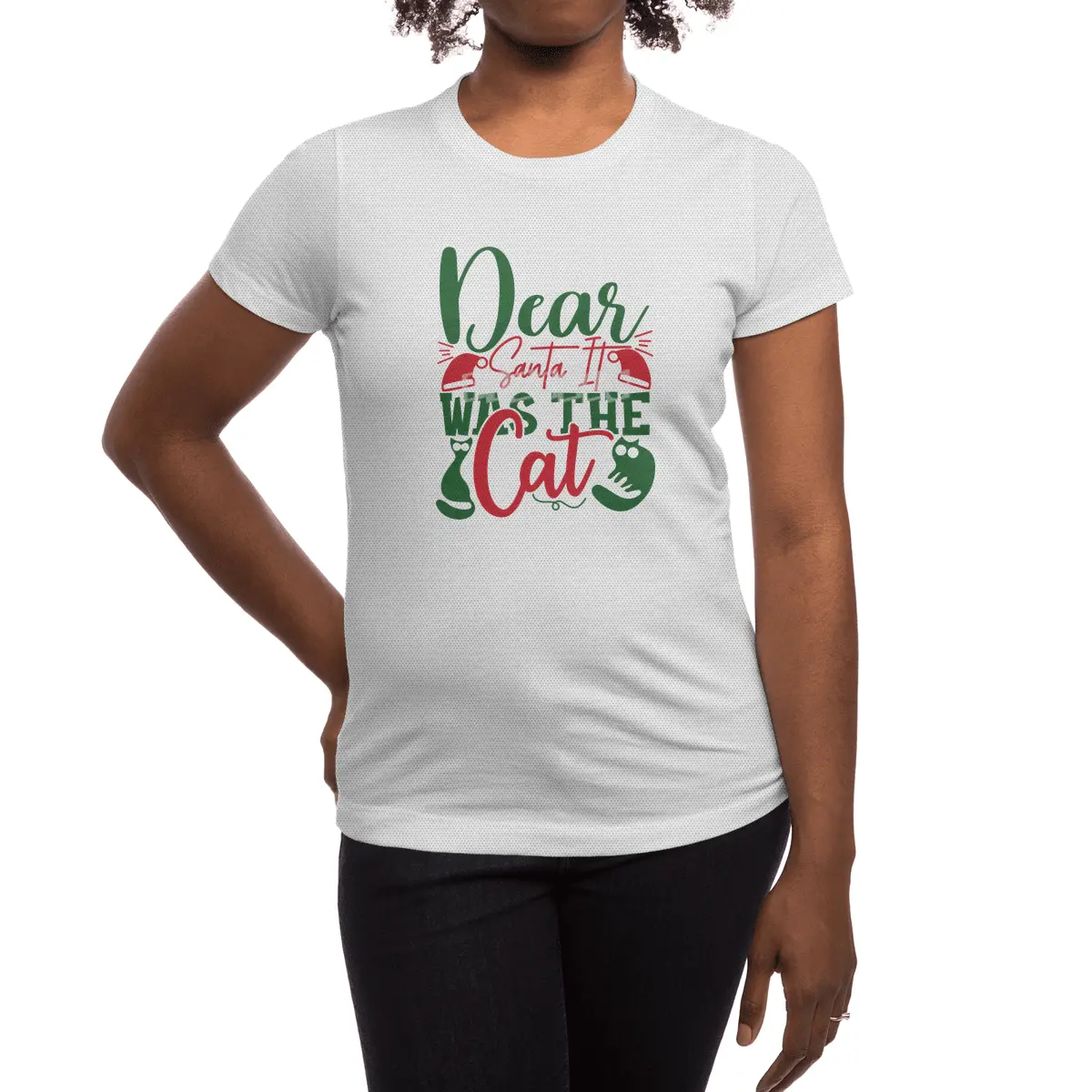 Beautiful Dear Santa It Was The Cat Spor T-Shirt