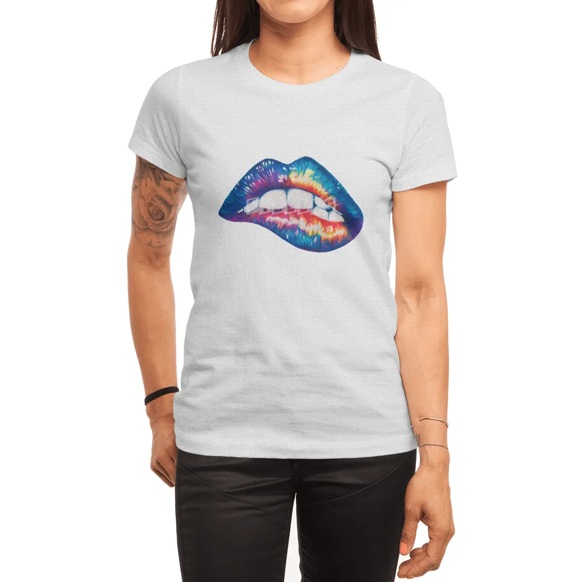 Rainbow Lip Bite Spor T-Shirt