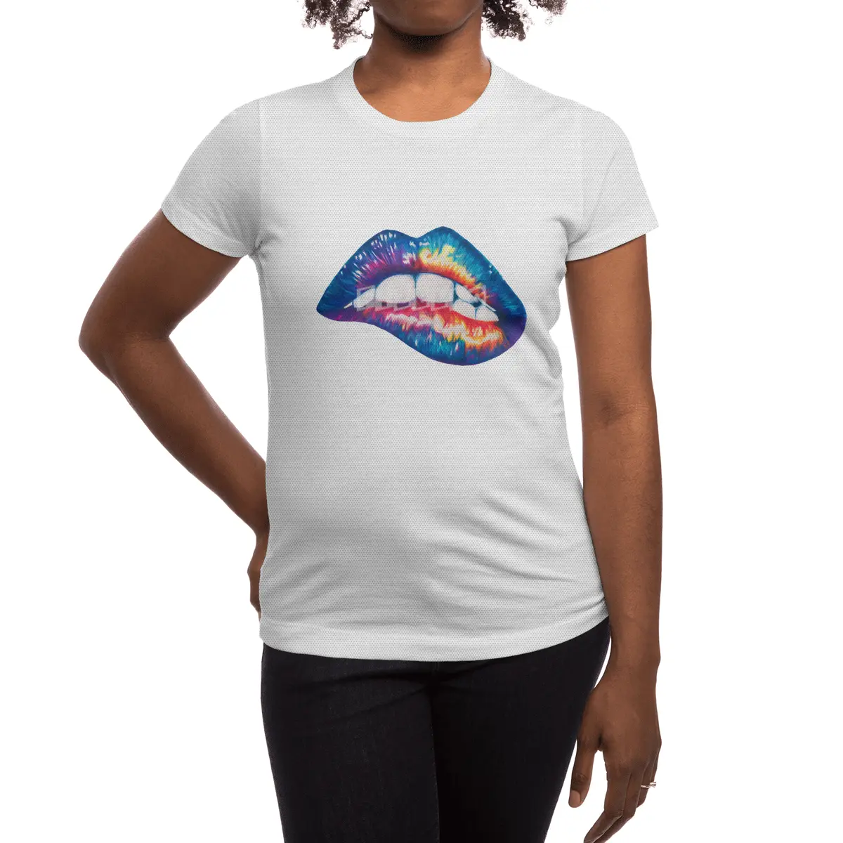 Rainbow Lip Bite Spor T-Shirt