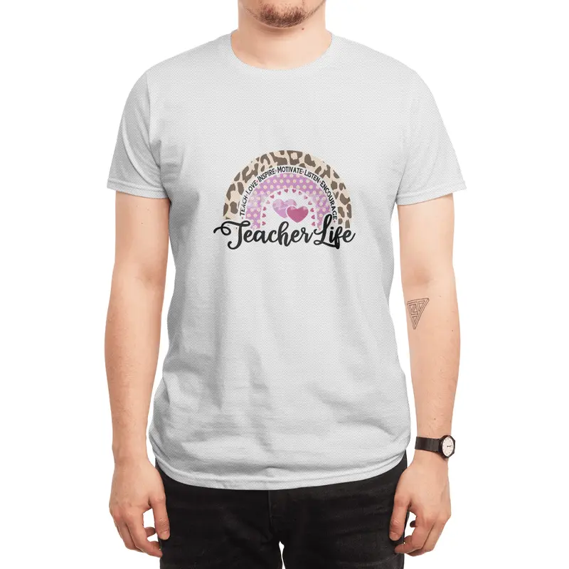 Leopard Rainbow Teacher Life | Cute Teacher Spor T-Shirt