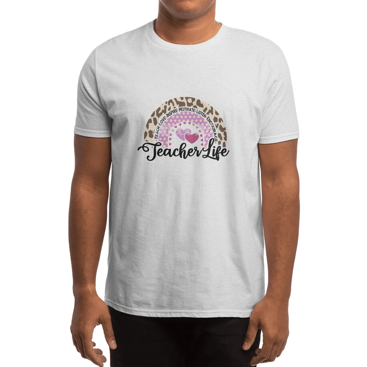 Leopard Rainbow Teacher Life | Cute Teacher Spor T-Shirt