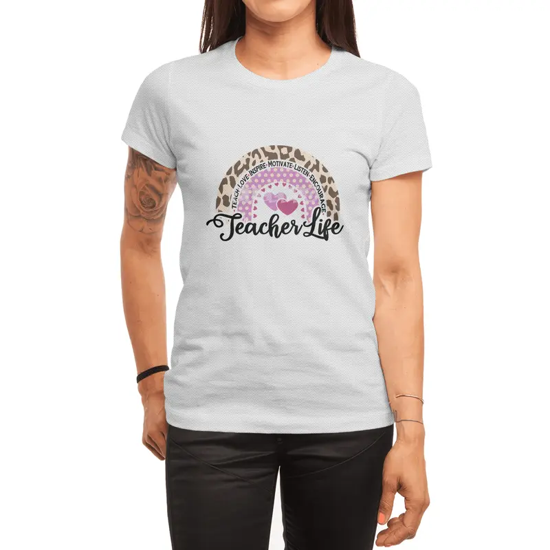 Leopard Rainbow Teacher Life | Cute Teacher Spor T-Shirt
