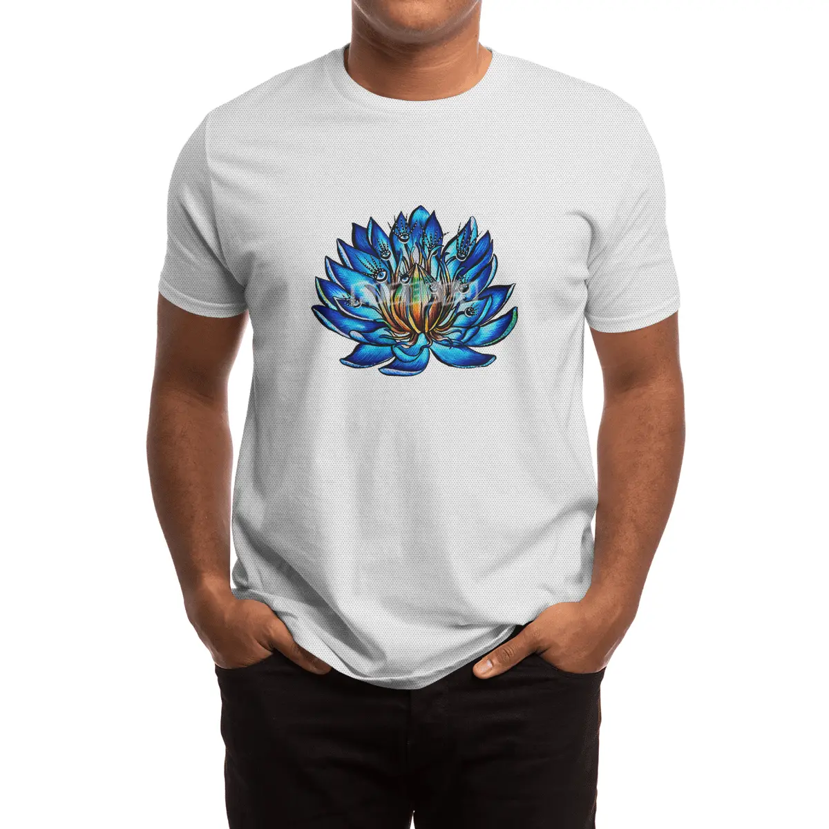 Blue Lily Flower Monster With Weird Eyes Spor T-Shirt