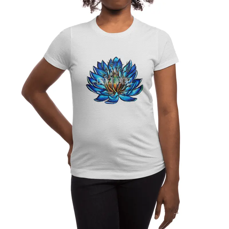 Blue Lily Flower Monster With Weird Eyes Spor T-Shirt