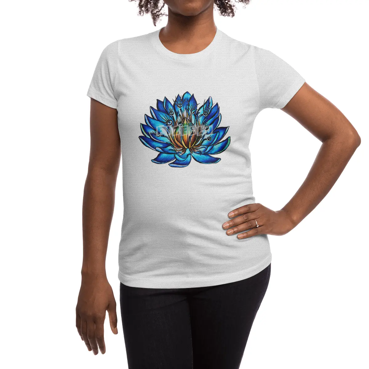 Blue Lily Flower Monster With Weird Eyes Spor T-Shirt