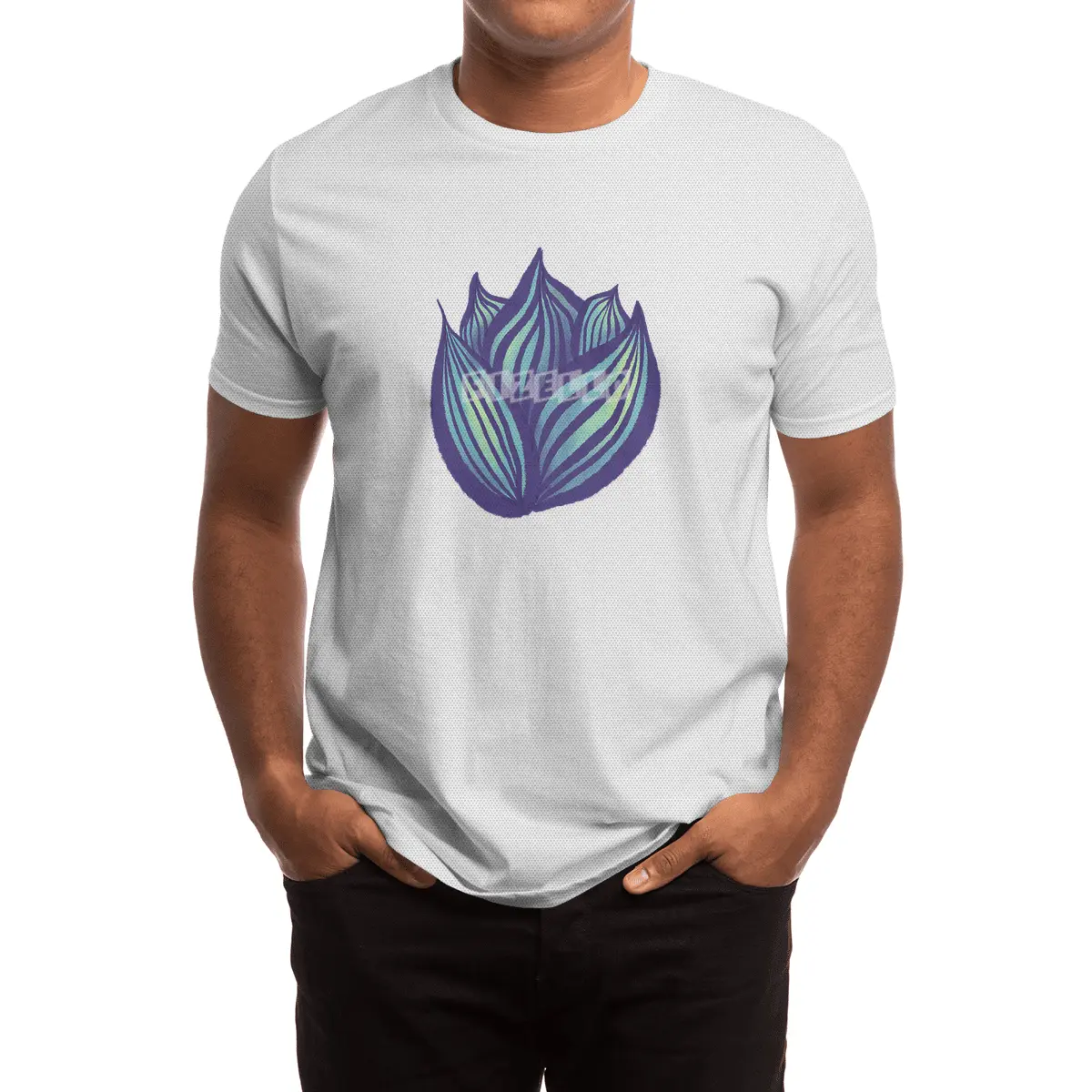 Abstract Flower Floral Decorative Art In Purple And Blue Spor T-Shirt