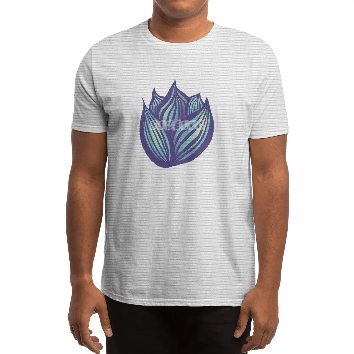 Abstract Flower Floral Decorative Art In Purple And Blue Spor T-Shirt