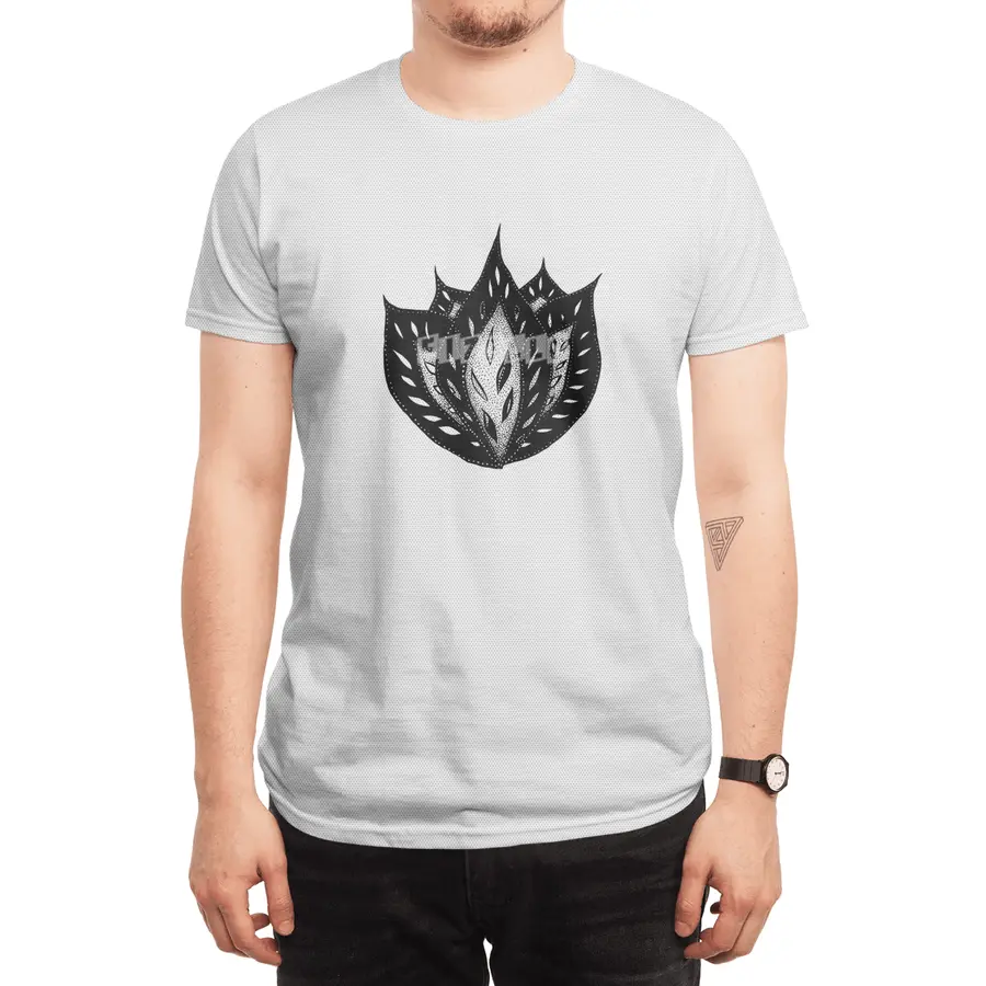 Abstract Flower Ink Drawing With Dots Spor T-Shirt