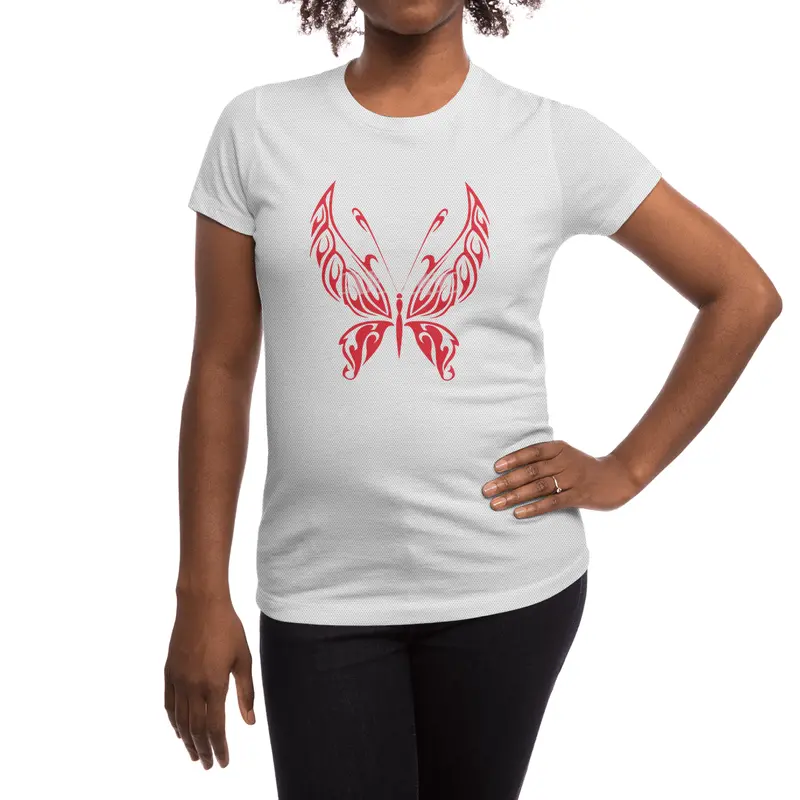 Red Butterfly Spor T-Shirt